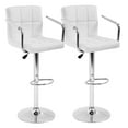 thumbnail image 1 of YRLLENSDAN Tall Bar Stools Set of 2 High Bar Chairs with Armrest Kitchen Bar Stools Swivel Adjustable Bar Stool Leather Island Chairs Set of 2 Counter Height Bar Stools with Back,White, 1 of 7