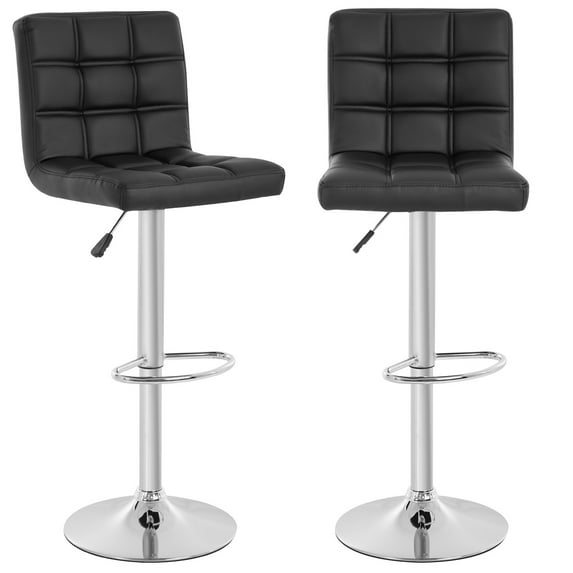 YRLLENSDAN Tall Bar Stools Set of 2 High Bar Chairs Kitchen Bar Stools Swivel Adjustable Bar Stool Leather Island Chairs Set of 2 Counter Height Bar Stools with Back,Black