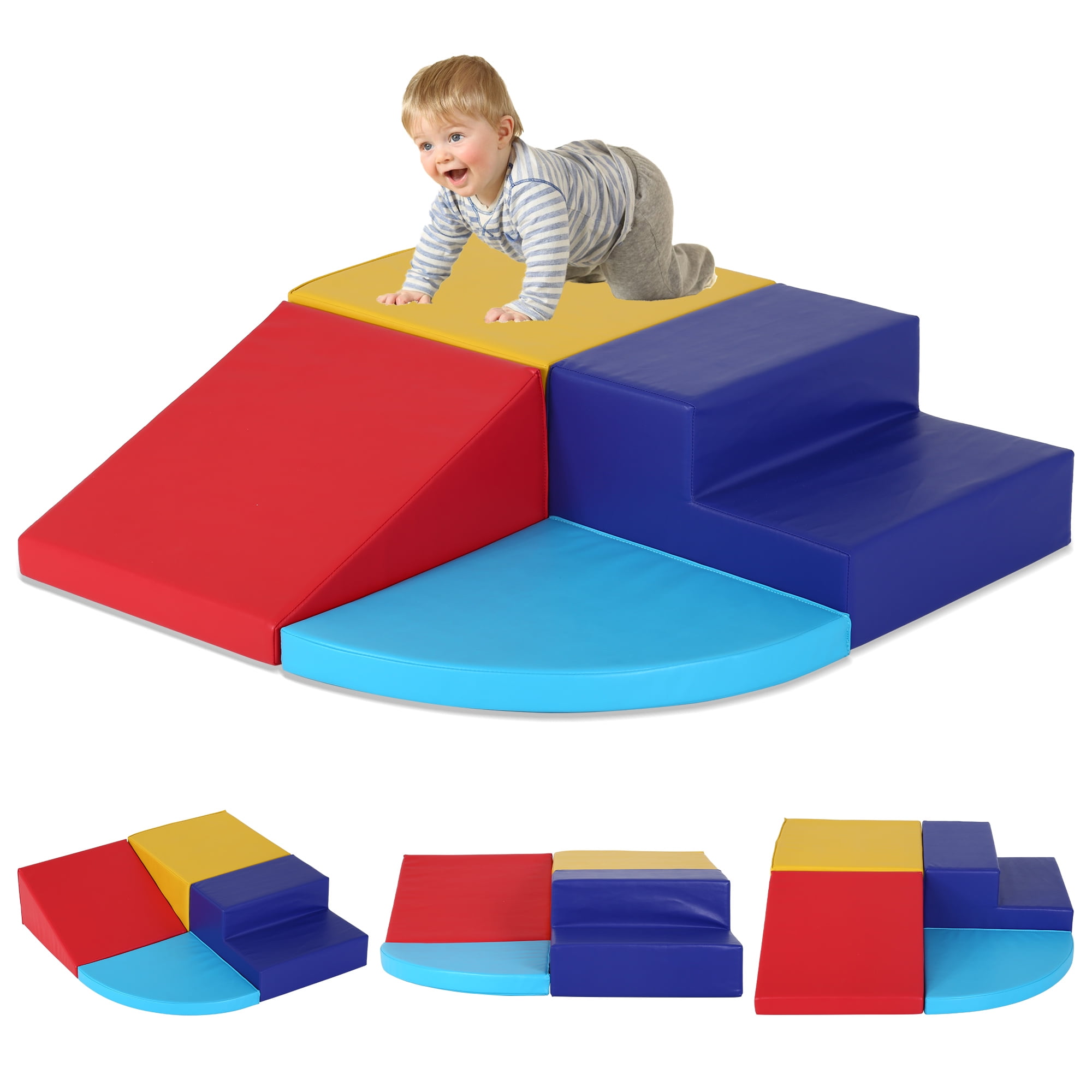 4-Piece Multicolor Foam Climbing Blocks for Toddlers