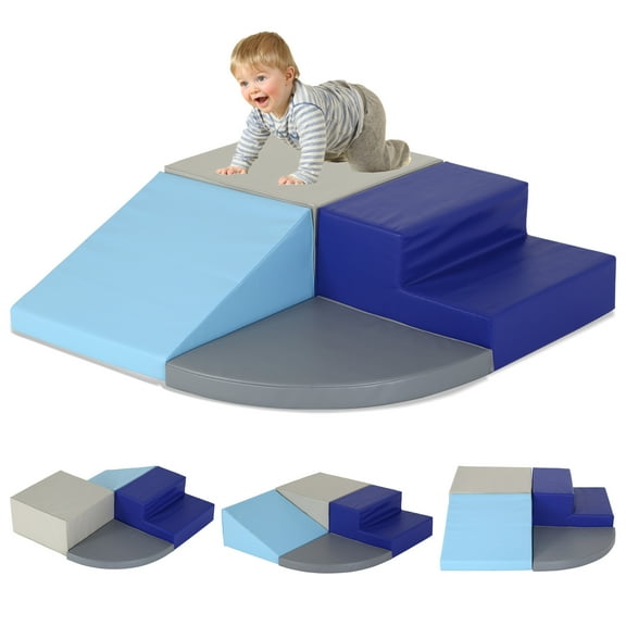 YRLLENSDAN Toddler Climbing Toys Indoor, Kids Foam Play Set Toddler Foam Climbing Blocks For Toddlers 1-3 Soft Play Equipment Baby Climbing Toys Indoor Toddler Climbing Blocks (Blue)