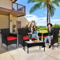 thumbnail image 1 of YRLLENSDAN Wicker Outdoor Furniture, Wicker Patio Furniture Set Front Porch Furniture Patio Conversation Sets 4 Piece Patio Furniture Set for Backyard Balcony Porch Garden, Red, 1 of 7