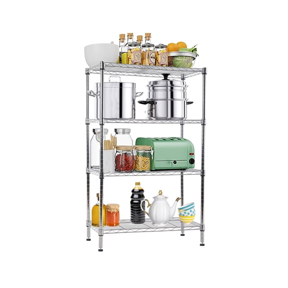 YRLLENSDAN Wire Adjustable Shelves 4 Tier for Bathroom Garage Kitchen Laundry Room, storage rack 250 LBS Capacity per Shelf, 1000 LBS Total , 36"×14"×54", Chrome