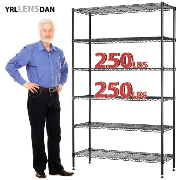 YRLLENSDAN Wire Shelving Unit Metal Storage Shelf Wire Storage Rack Utility Shelf Pantry Shelf Adjustable Standing Shelf 6 Tier Shelving Unit Kitchen Shelf Rack Large Shelf 42x16x72,Black