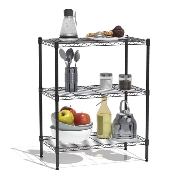YRLLENSDAN Wire Storage Standing Shelf Adjustable, Metal Racks for Storage, 3 Tier Shelving Unit, 450 lbs, for Laundry Bathroom Kitchen Pantry Closet Garage, Black