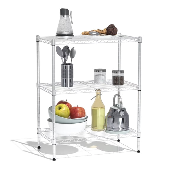 YRLLENSDAN Wire Storage Standing Shelf Adjustable, Metal Racks for Storage, 3 Tier Shelving Unit, 450 lbs, for Laundry Bathroom Kitchen Pantry Closet Garage, Chrome