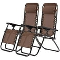thumbnail image 1 of YRLLENSDAN Zero Gravity Chairs Set of 2, Patio Chairs Lawn Chairs with Removable Pillow and Cup Holder Outdoor Lounge Chairs Set of 2 Reclining Beach Chair for Lawn Patio Balcony, Brown, 1 of 7