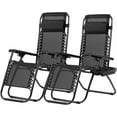 thumbnail image 1 of YRLLENSDAN Zero Gravity Chairs Set of 2, Patio Chairs Lawn Chairs with Removable Pillow and Cup Holder Outdoor Lounge Chairs Set of 2 Reclining Beach Chair for Lawn Patio Balcony, Black, 1 of 7