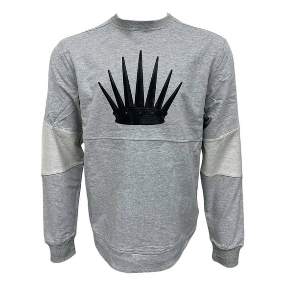 YRN Men's Cotton Crown Patch Sweatshirt, Grey, L