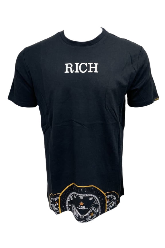 Men's Cotton Printed Rhinestone T-Shirt, Black, XL