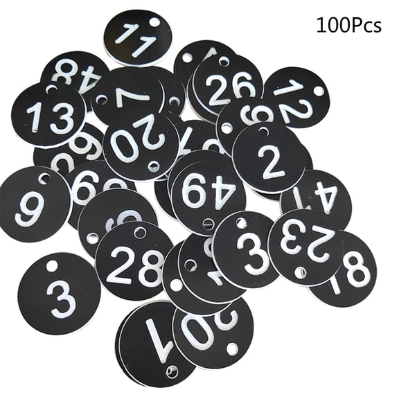100Pcs ID Number Tags 10-100 Engraved Number Signs Small Round ID Number Labels for Clothing Tags Live Warehouse