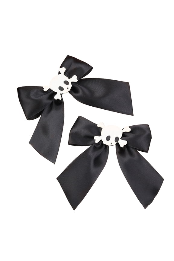 1pair Hair Clip Bowknot&Skull Shape Hairpin Hair Clip for Christmas Halloween Side Hair