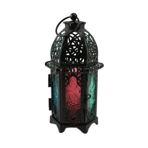 YROHGKPN Decorative Candle Lanterns Moroccan Retro Iron Glass Candle Holder Lanterns Tabletop Light Wedding Home Decor
