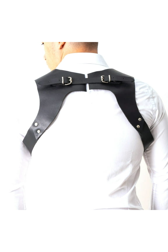 PU Leathers Suspenders for Men, Vintage Men Harness Punk Apparels Strap Chest Shoulder Belt