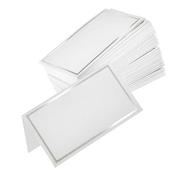 Versatile and White Cardstock Place Cards Name Card with Gold Trim Stand Independently Pack of 50Pieces