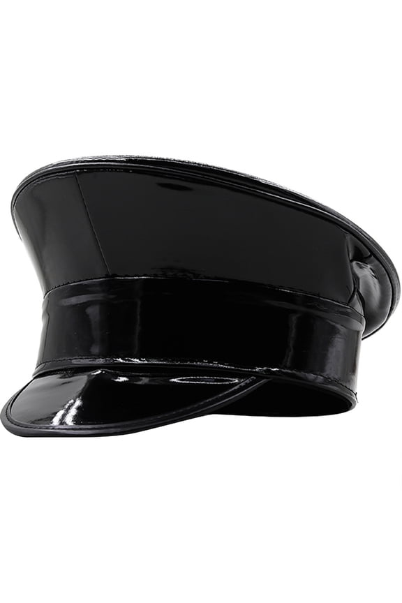 PatentLeather Hat for Women Novelty Party Hat Captain for Stage Club Bachelorette