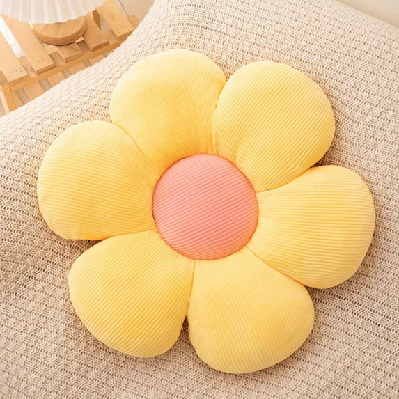 YRYG YRYG Flower Shaped Pillow, Meditation Floor Pillow Six Petals Sunflower Floor Cushions Large Pillows Seating Cute Decorative Cushion for Yoga Living Room (Yellow,19IN)