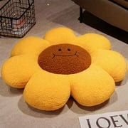 YRYG YRYG Smile Face Sunflower Floor Pillow, Meditation Floor Pillow Flower Shaped Floor Cushions Large Pillows Seating Cute Decorative Cushion for Yoga Living Room (Yellow Brown,15'')