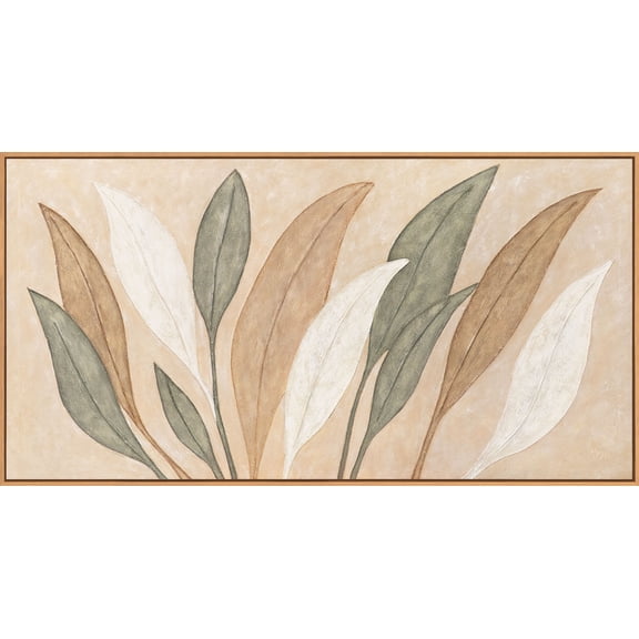 YS-Art Dance of leaves Large Botanical Canvas Heavily Textured Hand Painted Luxury Wall Art Decor Wood Frame 56x28 in