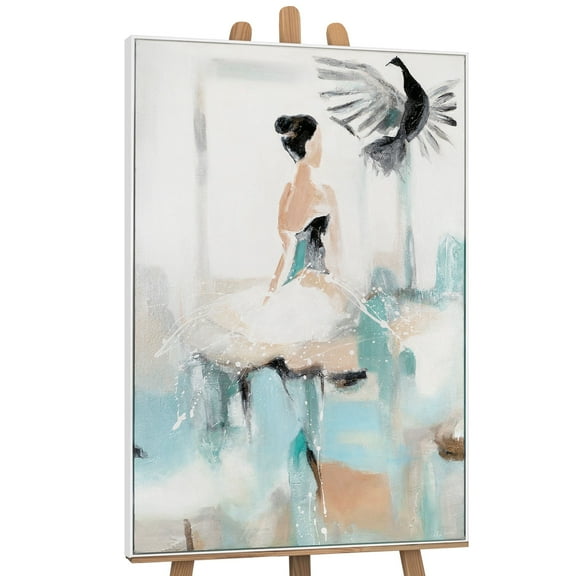 YS-Art Ease Acrylic Hand-Painted Canvas Art with White Frame, Painting for Home Decor, 48x32 in
