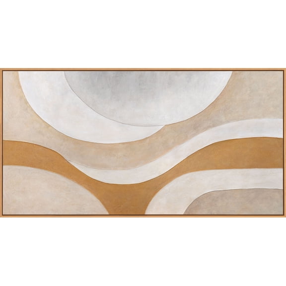 YS-Art Flow of warmth Large Abstract Canvas Heavily Textured Hand Painted Luxury Wall Decor Wood Frame 56x28 in