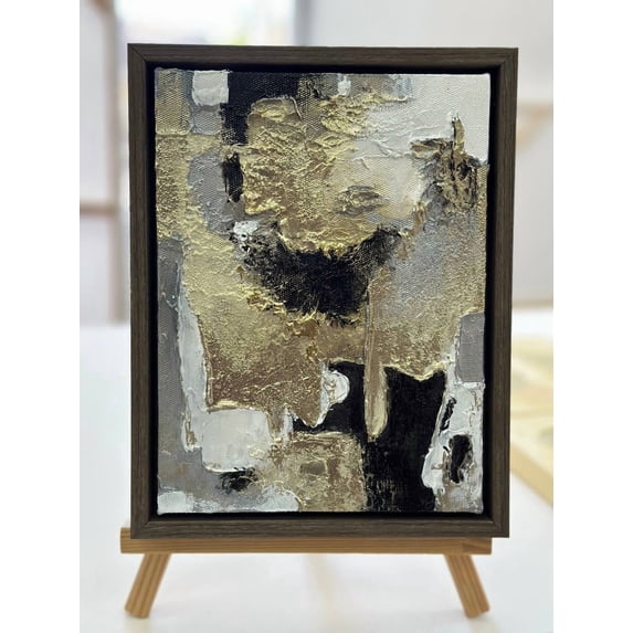 YS-Art Hand-Painted Mountain Landscape Canvas Wall Art in Frame – Neutral Textured Nature Painting for Living Room Bedroom Decor 9x7 inches