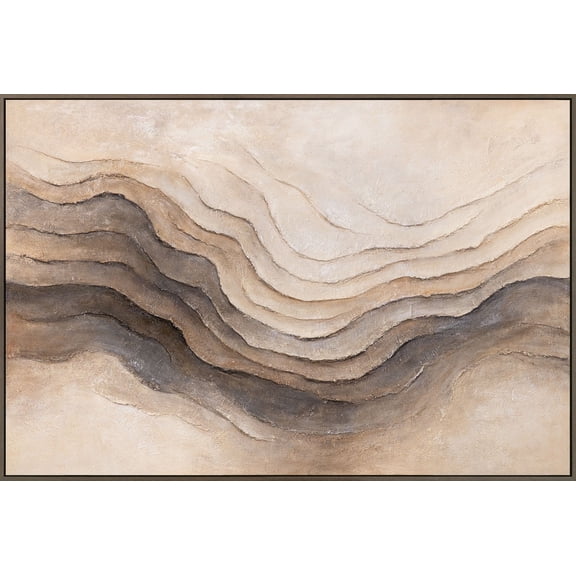 YS-Art Memory of the earth Neutral Wall Art Vertical Canvas Wall Art Modern Texture Wall Art Framed Artwork for Wall Gray Frame 48x32 in