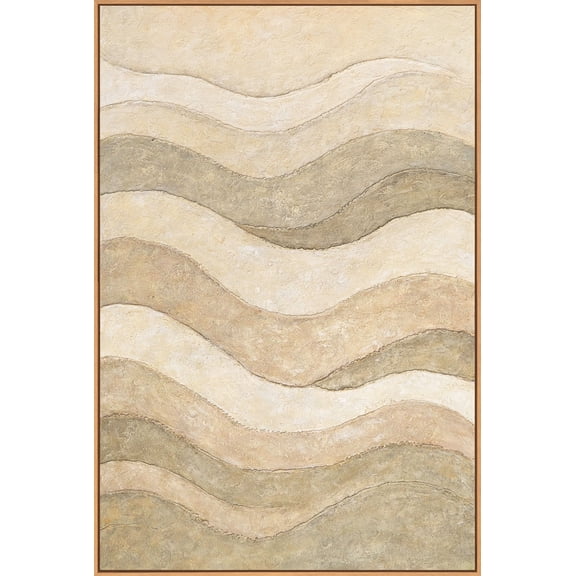 YS-Art Shadows and Sand Hand-Painted 3D Heavily Textured Abstract Painting, Large Canvas Art, Wood Frame, 48x32 in