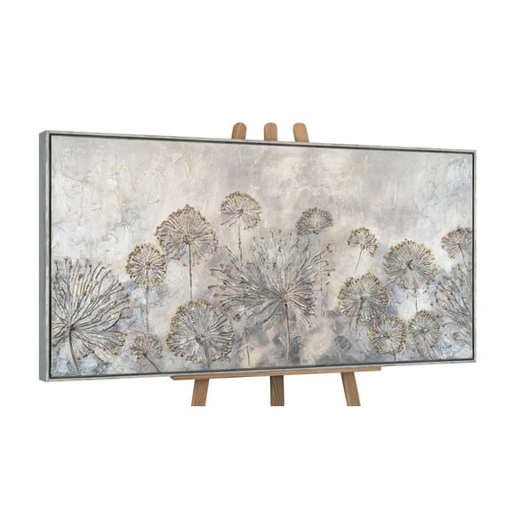 YS-Art Shimmering Colors Hand-Painted Wall Art with Antique Frame, Painting for Home Decor, 24x48 in