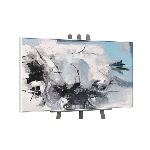 YS-Art Snow Swirls Large Abstract Canvas Painting with White Frame, Modern Wall Art for Living Room or Office, 40x56 in
