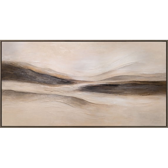 YS-Art Trail of wind 3D Textured Wall Art Abstract Horizontal Canvas Painting Modern Framed Artwork for Wall Gray Frame 48x24 in