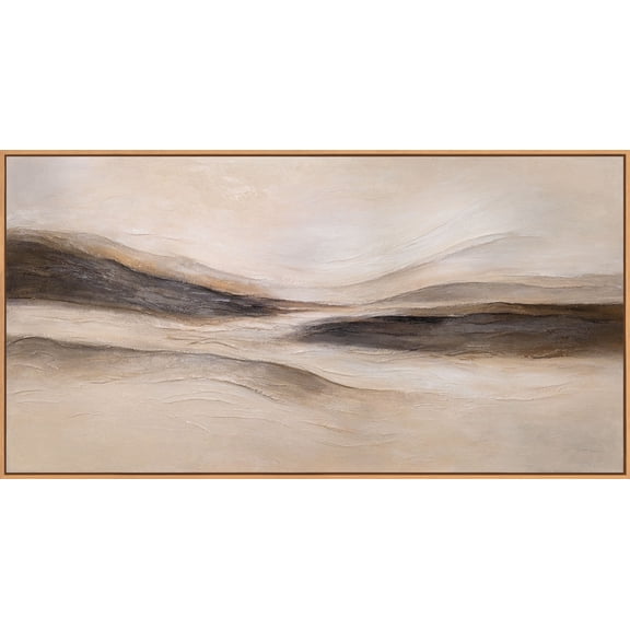 YS-Art Trail of wind 3D Textured Wall Art Abstract Horizontal Canvas Painting Modern Framed Artwork for Wall Wood Frame 48x24 in