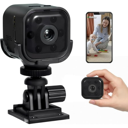 YS-yalot Mini Spy Camera Hidden Camera 1080p Wireless Mini WiFi Home Small Security Camera Nanny Cam, Portable Night Vision Home Surveillance Baby Monitor, Outdoor Monitor for Pets
