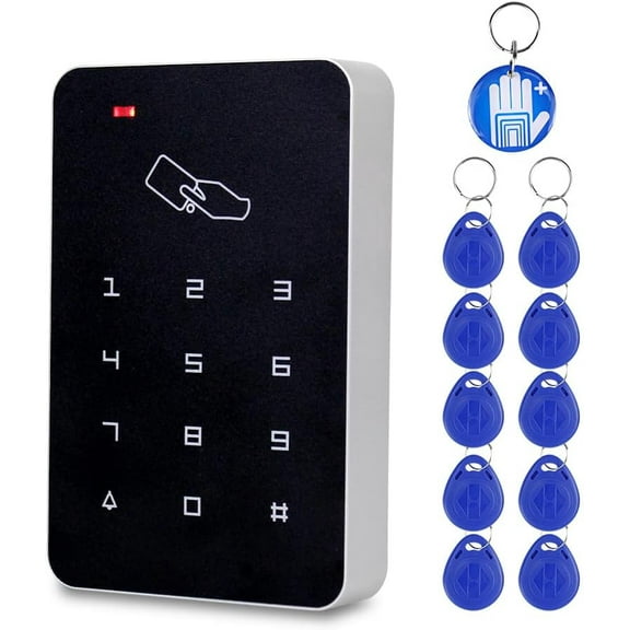 YS-yalot RFID Standalone Keypad Access Control Card Reader with Digital Keypad+10 EM4100 Tags for Home/Apartment/Factory Secure System (T22)