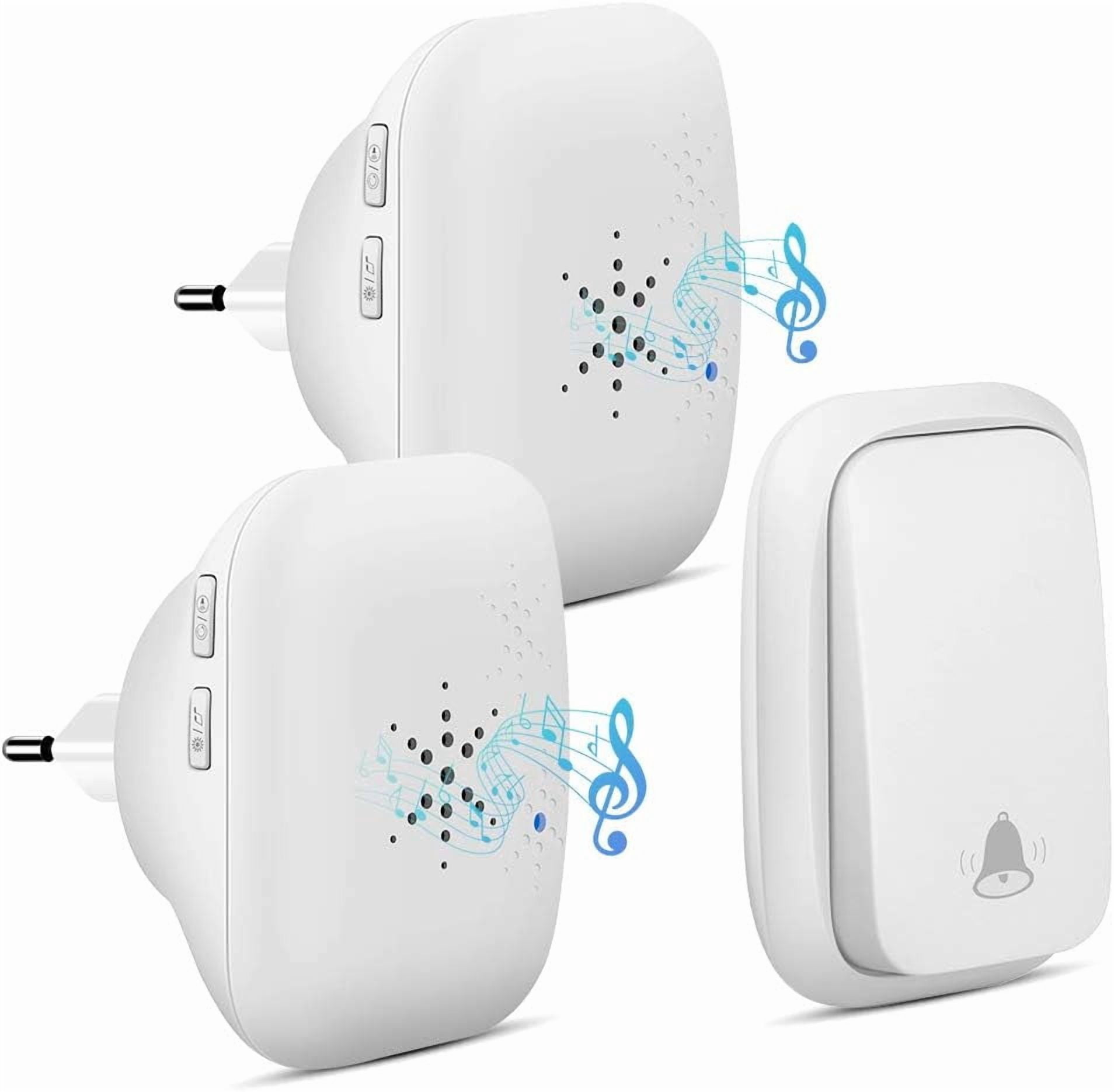 Self-Powered Doorbell, PDGROW Wireless Doorbell No Battery Required Cordless Door Chime Kit Push Button Waterproof at 500-feet Range with 38 Chimes, 4-Level Volume & LED Flash