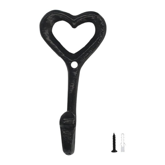 YSABOXS 4X Cast Iron Heart Hoo Heart-shaped Hook Retro Iron Hoo