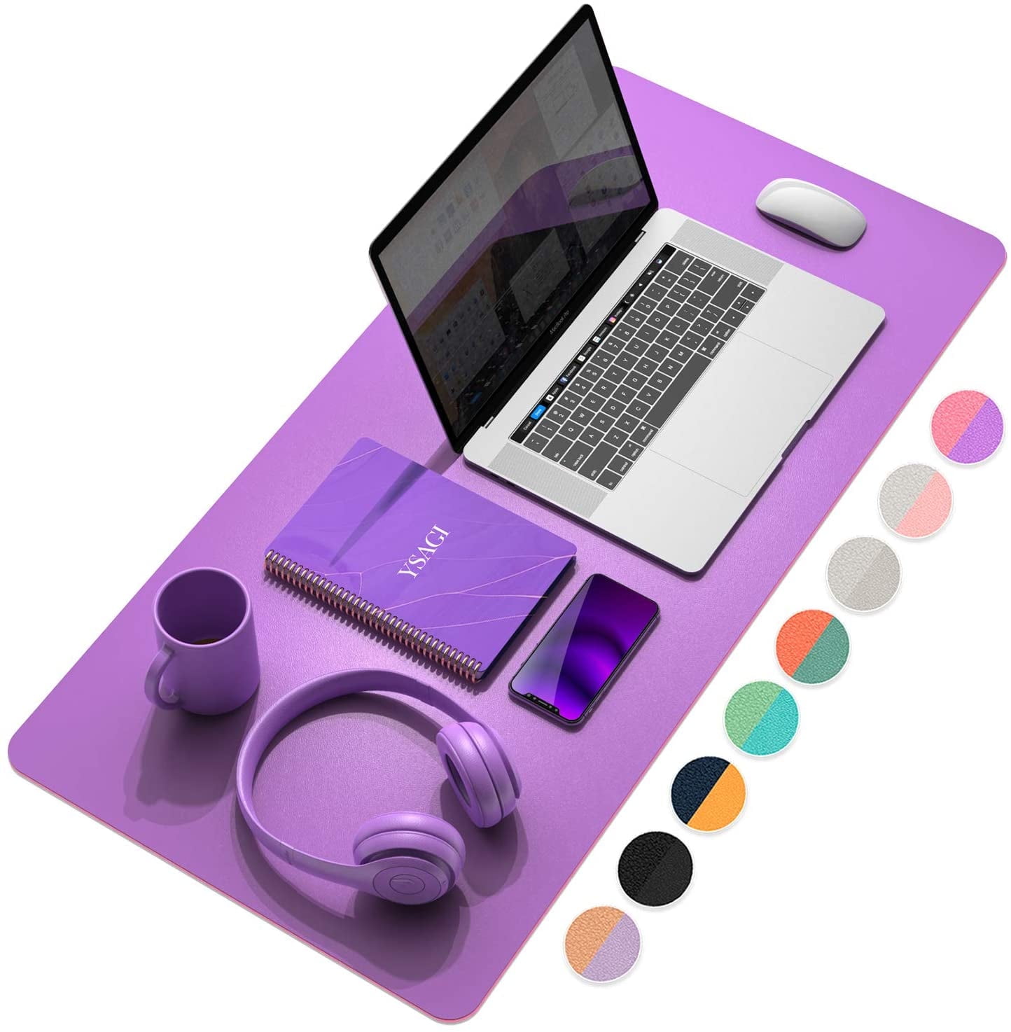 YSAGi Dual-Sided Desk Pad - 31.5"x15.7" Ultra Thin PU Leather Waterproof Mouse Pad & Writing Mat (2 Colors)