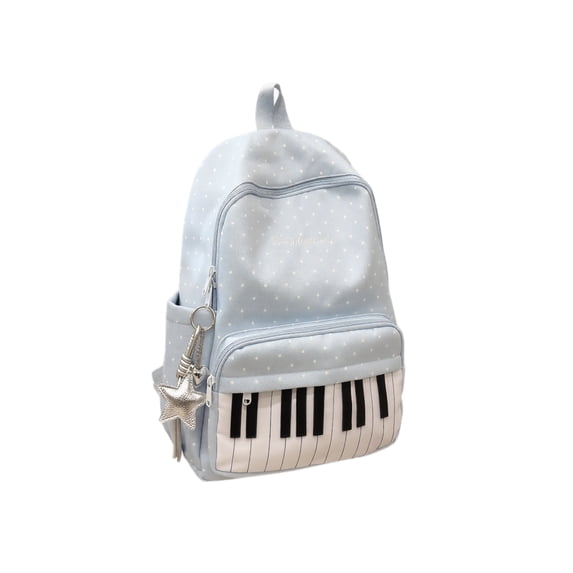 YSBDLQE School Backpack with Piano Pattern for Teen Girls - Cute Backpack for School with Versatile Design, Perfect College Backpack for Daily Campus Life,Blue