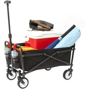 YSC Folding Beach Wagon   Collapsible Cart with Wheels   Utility Shopping Basket   Everyday Carrying Wagon