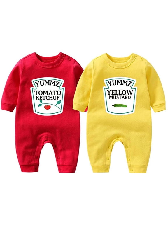 Baby Bodysuit Yummz Tomato Ketchup Mustard Red Yellow Twins Set Boys Girls Clothes Twins Baby Outfits Multicolored Months