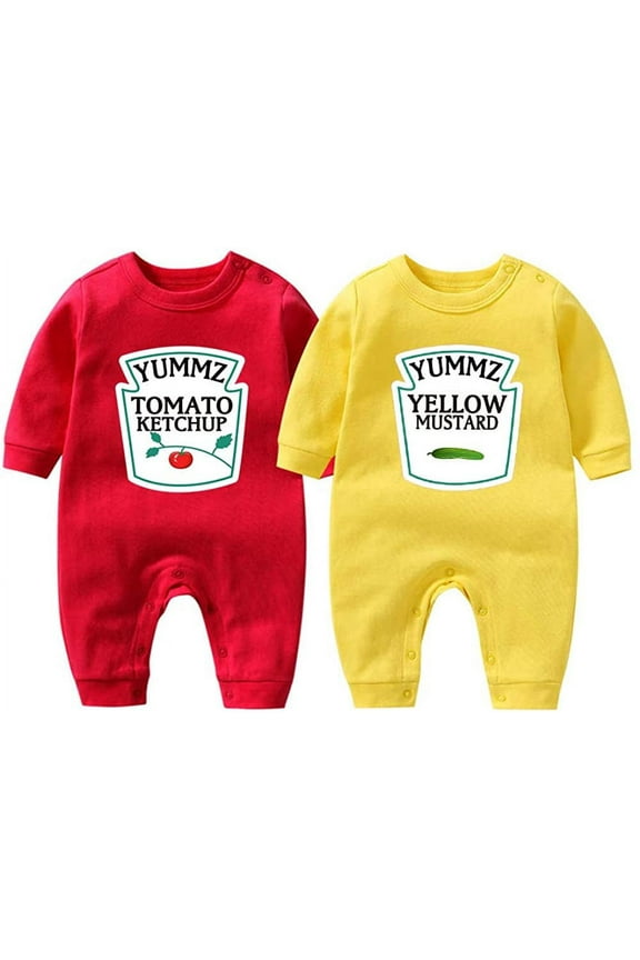 Baby Bodysuit Yummz Tomato Ketchup Mustard Red Yellow Twins Set Boys Girls Clothes Twins Baby Outfits Multicolored Months