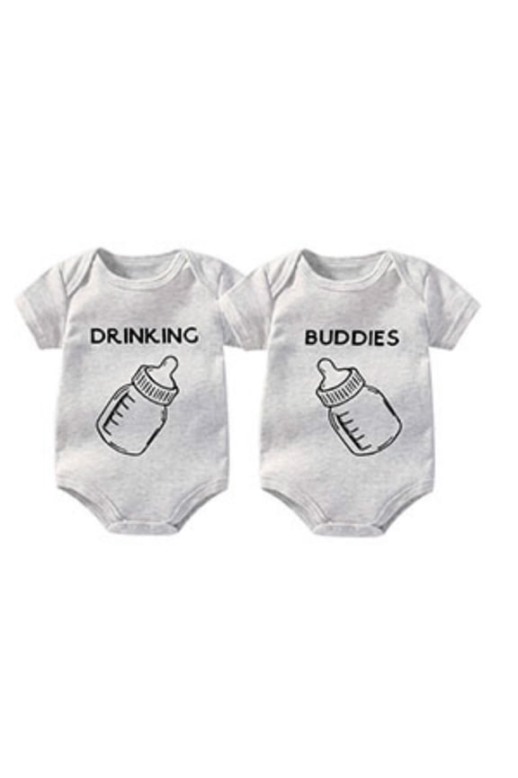 Baby Twins Bodysuit Drinking Buddies Unisex Romper