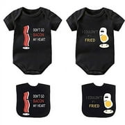 YSCULBUTOL Baby Twins Bodysuit Perfect Together Best Friends Unisex Romper Infant Outfit With Bibs(0-3 months)