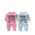 thumbnail image 1 of YSCULBUTOL Baby Twins Bodysuit with hat Born Together Friend Forever Baby boy Clothes Toddler Girl Clothes Baby Shower, 1 of 3
