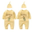thumbnail image 1 of YSCULBUTOL Baby Twins Bodysuits Drinking Buddies Newborn Infant Clothes Unisex Twin Romper Outfits With Hat, 1 of 5