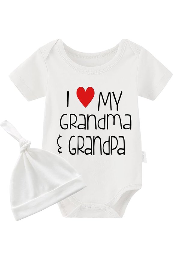 Baby Twins Bodysuits I Love My Grandma Grandpa Unisex Toddler Romper Twin Outfits With Hat(white 3m)