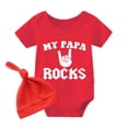 thumbnail image 1 of YSCULBUTOL Baby Twins Bodysuits My Papa Rocks Unisex Baby Clothes Infant Twin Romper Outfits With Hat, 1 of 5