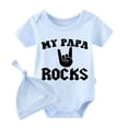 thumbnail image 1 of YSCULBUTOL Baby Twins Bodysuits My Papa Rocks Unisex Baby Clothes Infant Twin Romper Outfits With Hat, 1 of 5