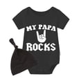 thumbnail image 1 of YSCULBUTOL Baby Twins Bodysuits My Papa Rocks Unisex Baby Clothes Infant Twin Romper Outfits With Hat, 1 of 5