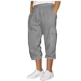 thumbnail image 1 of YSDESH Men Casual Solid Elastic Waist Capris Pants with Pocket for Outdoor Sports and Daily Wear Comfortable Lightweight Breathable Short Pants(Dark Gray,M), 1 of 6