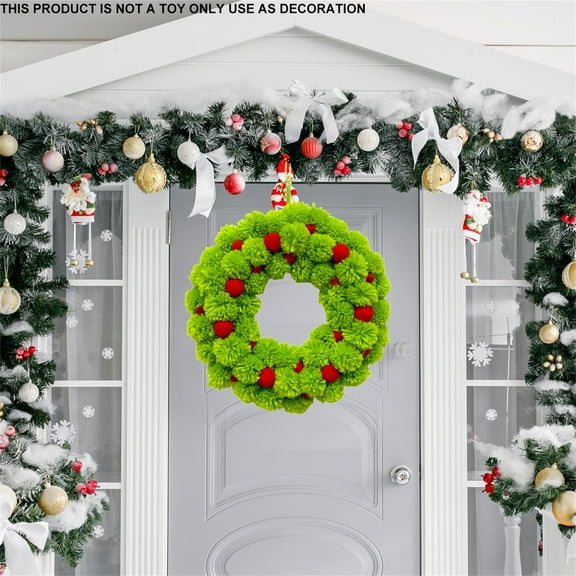 YSGFHGJW 14" Upside Down Christmas Wreath with Realistic Fabric Yarn Greenery - Multi-Purpose for Front Door, Home, Wedding & Outdoor Decor